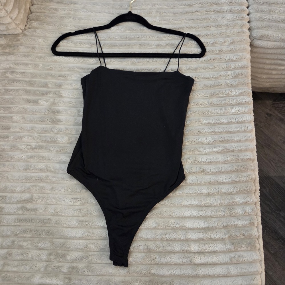 SWS Contour Cami Bodysuit Black Size S Spaghetti Strap Thong Womens